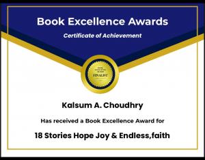Kalsum Choudhry Honored as Book Excellence Award Finalist for ’18 Stories Hope Joy & Endless Faith’
